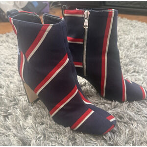 $525 RARE rag & bone Navy Red Ellis Wool Leather Trim Boots Booties Sz 9 39.5